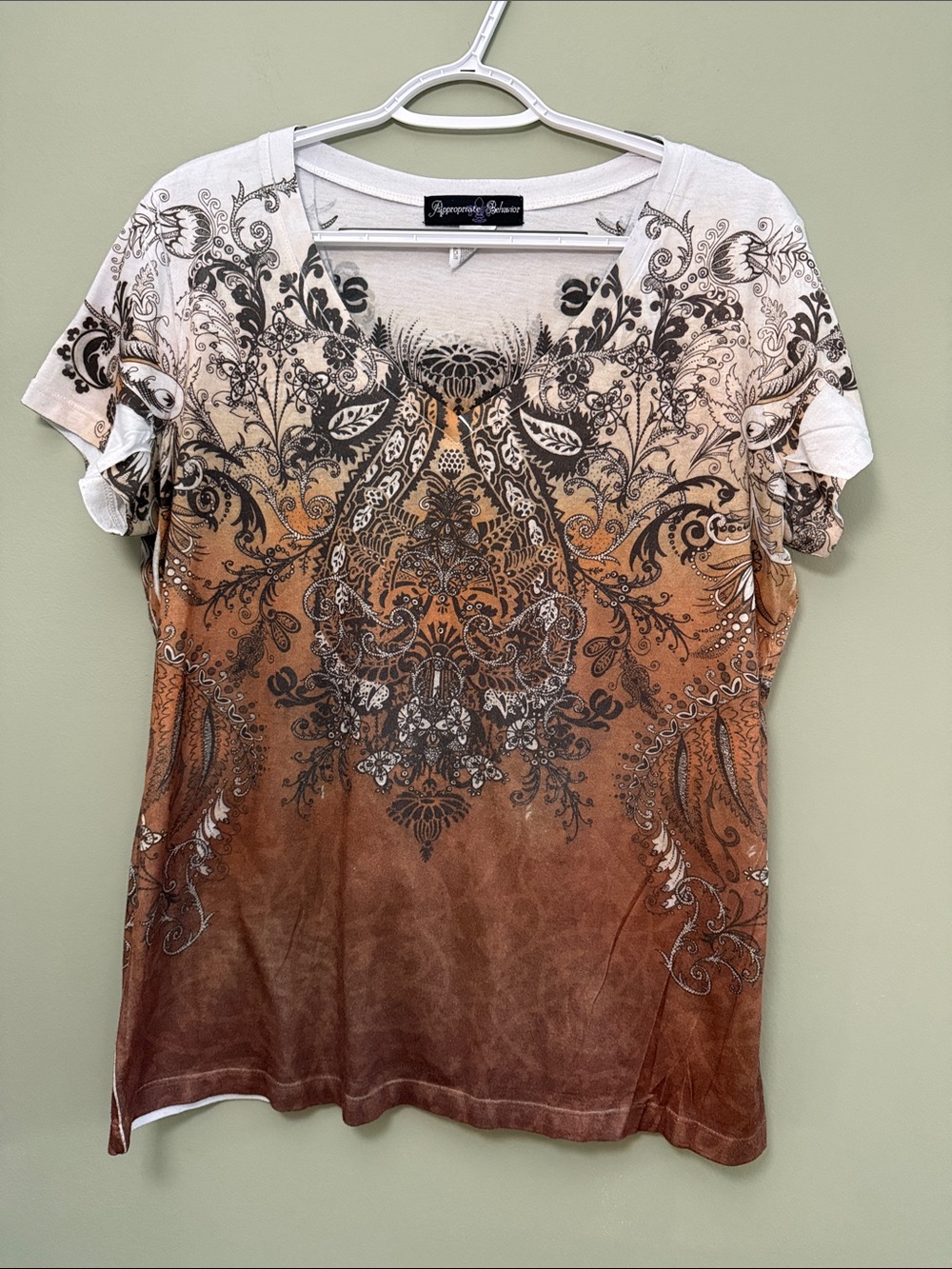 Appropriate Behavior Cream & Brown Ombre Floral Shirt